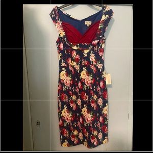 Lindy bop floral wiggle dress sz S